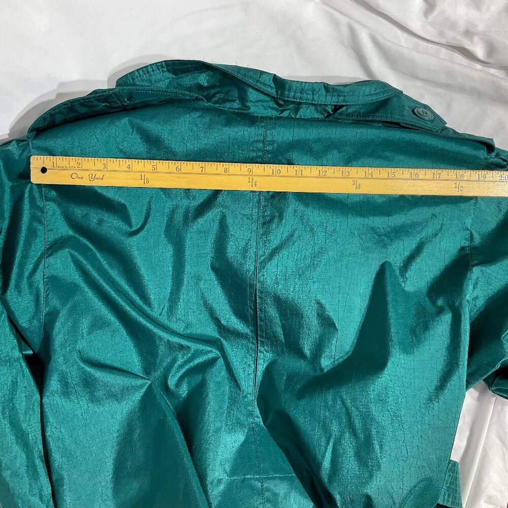 Vintage London Fog Sz 8 Trench in 80s Colors Teal & Purple Womens Coat Retro - Picture 12 of 16